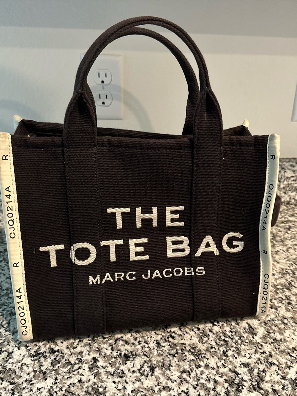 Marc Jacobs Black Canvas 'The Tote Bag' with Cream Trim